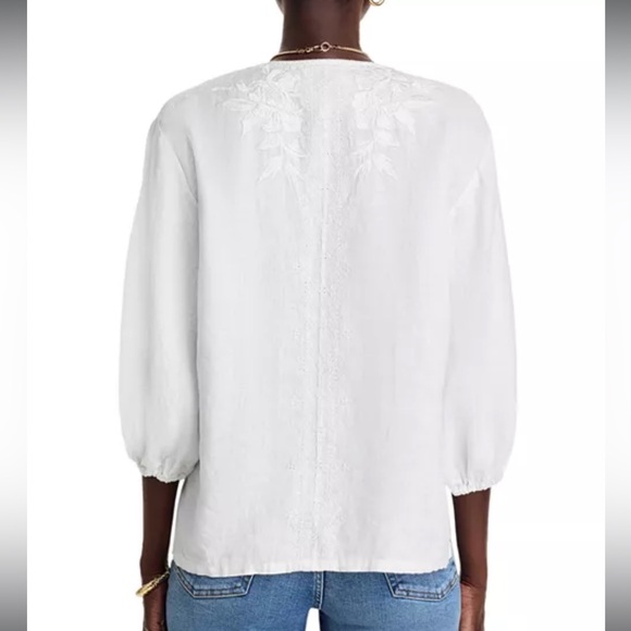 Johnny Was Split Neck Linen Blouse - Picture 6 of 9